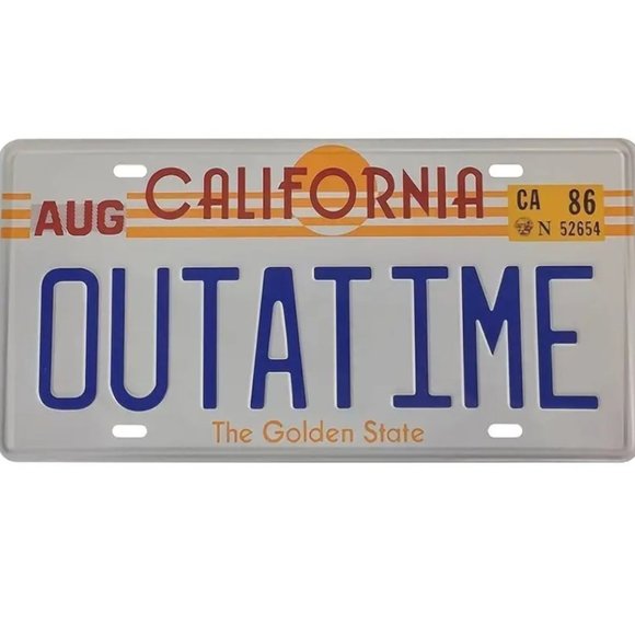 Back to the Future OUTATIME Tin Sign – California Delorean License Plate Decor - Picture 6 of 6